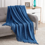 BOURINA Green Throw Blanket 50x60 Inch Boho Knitted Soft Throw Sofa Blanket