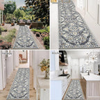 HEBE Hallway Runner Rug 2'x8' Washable Vintage Distressed Area Rugs Non Slip Laundry Rug Runner Boho Floor Carpet Runners for Hallways Entryway Laundry Room Kitchen Bathroom