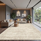 Soalmost 10x14 Area Rugs for Living Room, Non Slip Machine Washable Vintage Rugs, Low Pile Lightweight Large Rug for Bedroom, Dining Room, Home Office Beige
