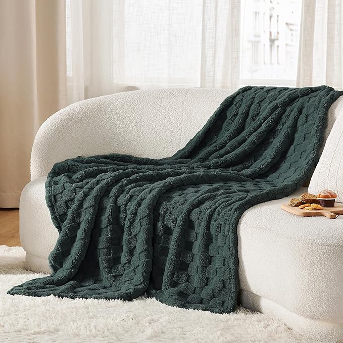 Bedsure GentleSoft Twin Blanket for Bed Dark Green - Super Soft Cozy Spring Blankets for Kids Girls, Cute Fuzzy Fleece Throws for Bedroom Couch, 60x80 Inches