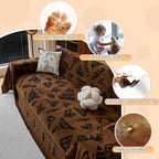 MYSKY HOME Boho Couch Cover Sofa Covers, Couch Covers for 2-3 Cushion Couch Sofa, Chenille L Shape Sectional Couch Cover- Pet-Friendly, Machine Washable, Sofa Protector for Kid, 71"x118", Coffee