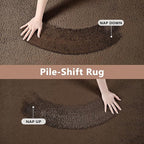 FinRèc 5x7 Washable Area Rugs for Bedroom Living Room, Low Pile Thin Rug Solid Color, Non-Slip Carpet Indoor for Home Decor (Pure Brown)