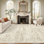 Soalmost Washable Area Rug 8x10 Large Soft Beige Rugs for Living Room