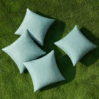 MIULEE Pack of 4 Decorative Outdoor Throw Pillow Covers Linen Waterproof Pillow Covers Summer Farmhouse Cushion Cases for Patio Garden Tent Balcony Couch Sofa 18x18 Inch Teal