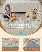 Madane Runner Rug 2'6''x8' Kitchen Runner, Hallway Runner Printed Vintage Washable Rugs Soft Non-Slip Low Pile Runners for Hallways Laundry Room Rug Distressed Rug, Green