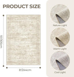 8x10 Area Rugs for Living Room, Non-Slip Backing Large Washable Rug for Nursery Room, Vintage Abstract Bedroom Rugs, Thin Indoor Home Decor Soft Farmhouse Rug (8'x10', Beige/Ivory)