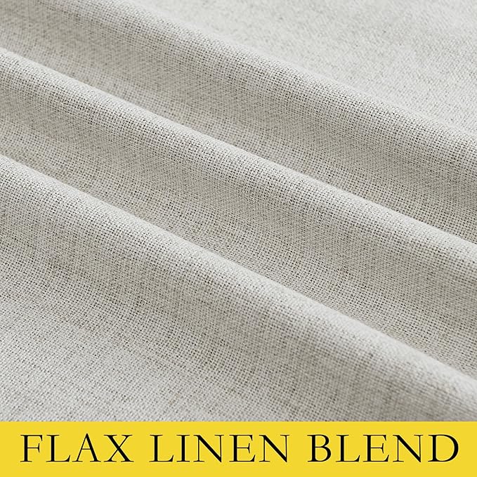 NICETOWN Snowbound Vintage Linen 100% Blackout Curtains for Kitchen, Thermal Insulated Curtains 63" Long, Noise Reducing Window Treatment Drapes for Dorm Room, 62" Wide Per Panel, Set of 2