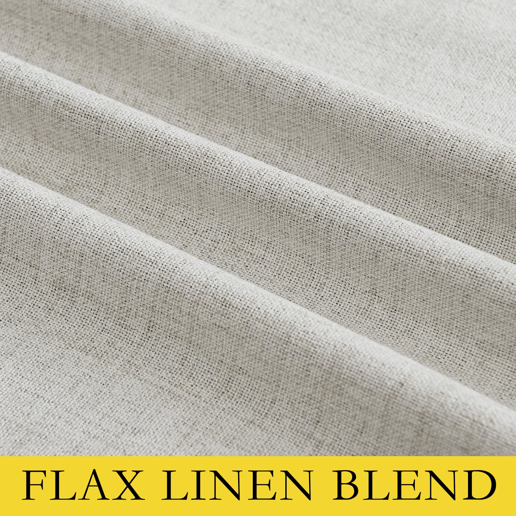 NICETOWN Snowbound Vintage Linen 100% Blackout Curtains for Living Room, Thermal Insulated Curtains 90" Long, Noise Reducing Window Treatment Drapes for Home Office, 62" Wide Per Panel, Set of 2