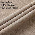 MIULEE 100% Blackout Linen Textured Curtains for Bedroom Solid Thermal Insulated Copper Brown Grommet Room Darkening Curtains & Drapes Luxury Decor for Living Room Nursery 62 x 84 Inch (2 Panels)