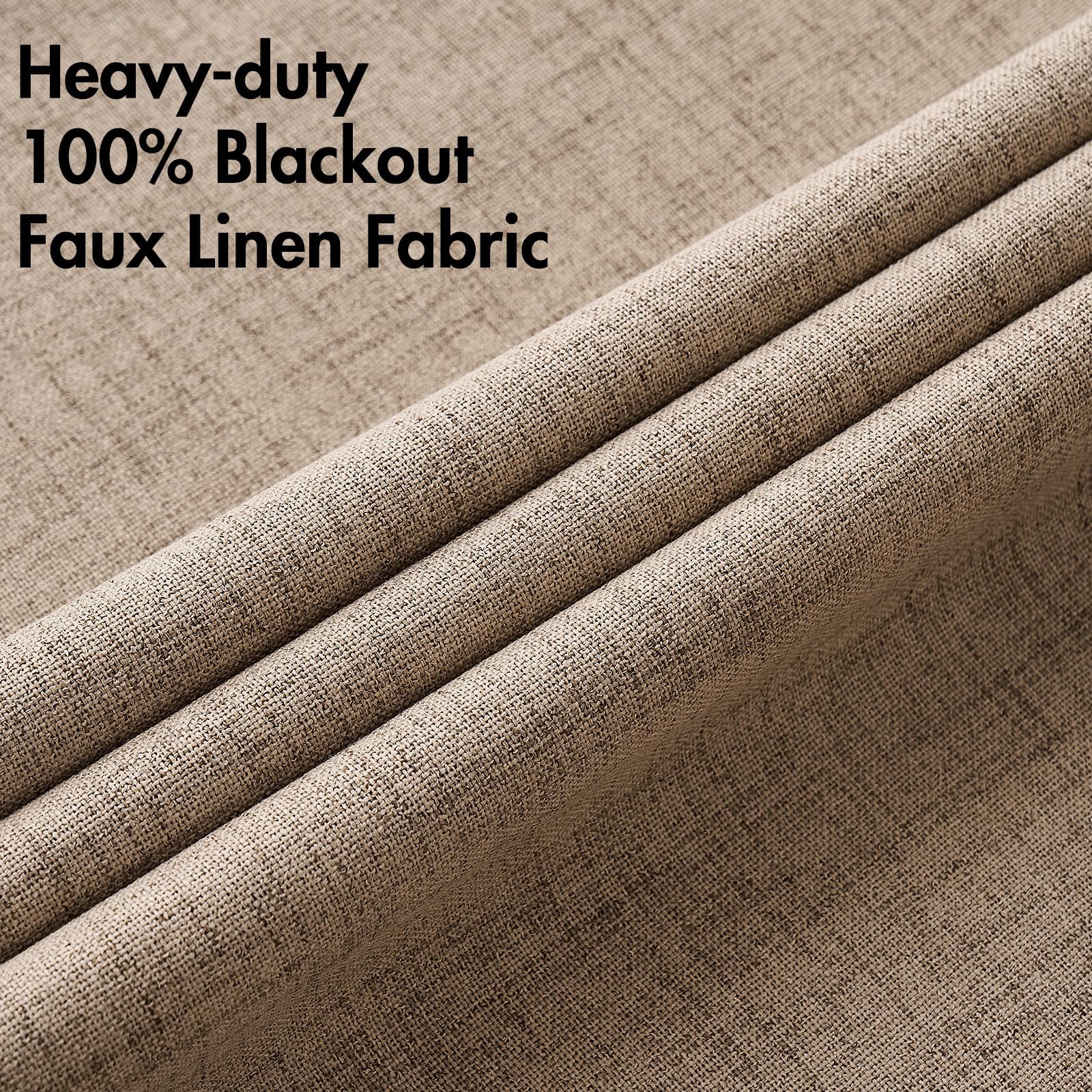 MIULEE 100% Blackout Linen Curtains for Bedroom 52x96 Inches Copper Brown