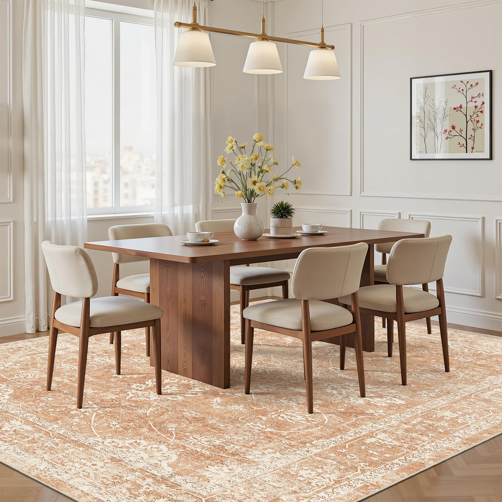 Madane Washable 6x9 Area Rugs for Living Room, Soft Rug Jasper Orange