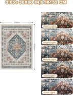 Restydon 3x5 Washable Area Rug for Entryway Non Slip Kitchen Rugs, Blue/Red