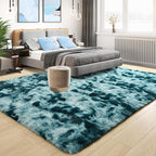 Tepook Fluffy Large Rugs for Living Room, Area Rug 6x9 Soft Carpet for Bedroom, Modern Shaggy Rug for Kids Boys Girls, Plush Indoor Nursery Home Decor Rug with Non-Slip Bottom, Peacock Blue
