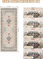 Runner Rug 2x6, Non Slip Washable Rugs for Laundry Room, Runners for Hallways, Low Pile Vintage Soft Rugs for Living Room, Kitchen Bathroom,Bedroom Rug(Blue/Red/Multi,2'x6')