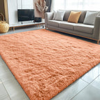 OLANLY 5x8 Machine Washable Large Area Rugs for Living Room, Bedroom, Soft Fluffy Shaggy Bedside Rug, Indoor Floor Carpet for Kids Girls and Boys, Dorms, Nursery, Home Decor Aesthetic, Muted Orange