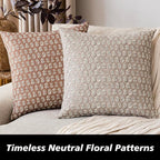 Foindtower Set of 2 Decorative Vintage Floral Print Throw Pillow Covers Neutral Farmhouse Cushion Covers Boho Home Decor for Sofa Couch Chair Bedroom Living Room,24×24 Inch,Light Orange Brown