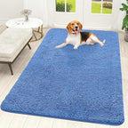 OLANLY Dog Door Mat for Muddy Paws 59x35, Absorbs Moisture and Dirt, Absorbent Non-Slip Washable Doormat, Quick Dry Chenille Mud Mat, Entry Indoor Entryway Carpet for Inside Floor, Cornflower Blue