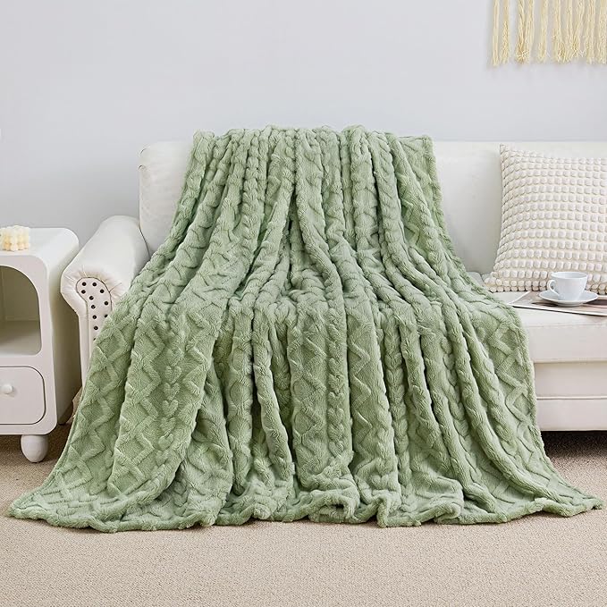 Aganear Fleece Throw Blanket for Couch Sofa 60"x80" Sage Green