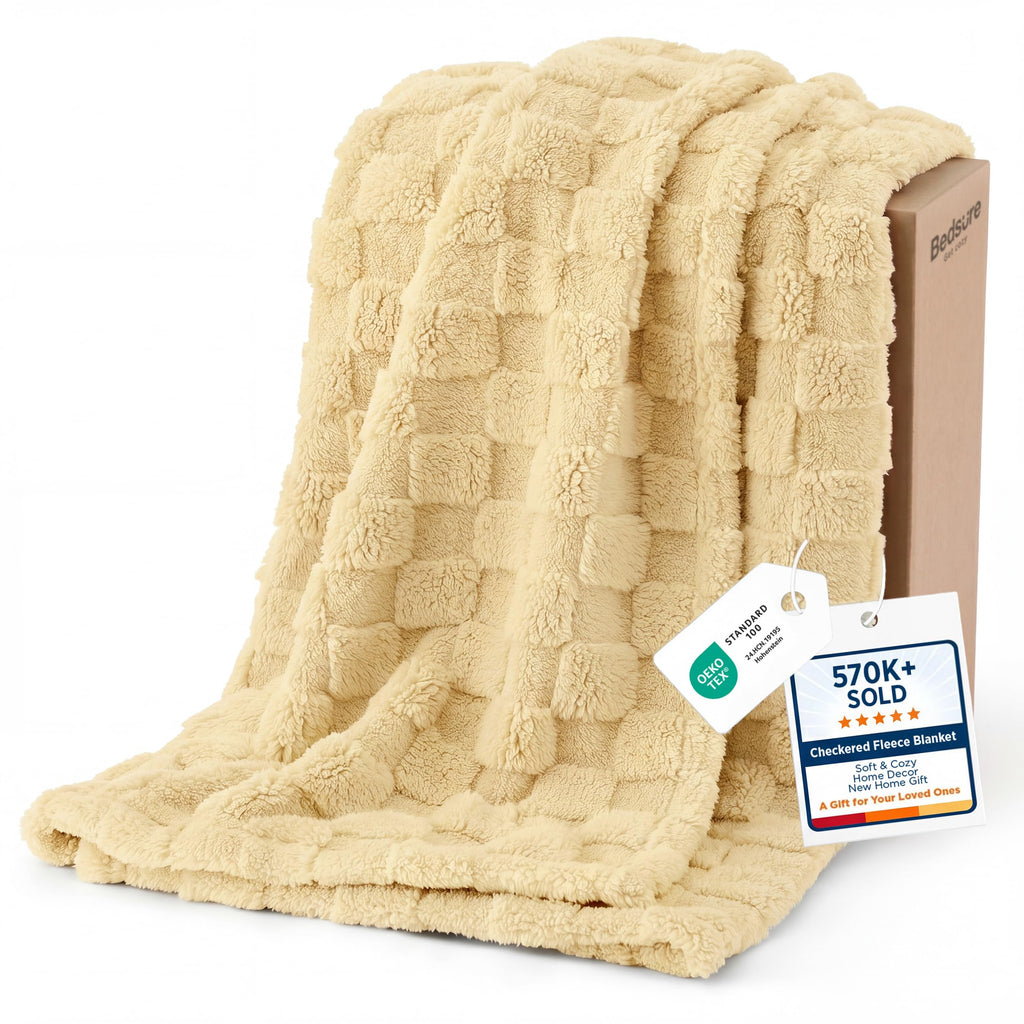 Bedsure Checkered Soft Cozy Twin Blanket for Bed, Navy Blue,60"×80"