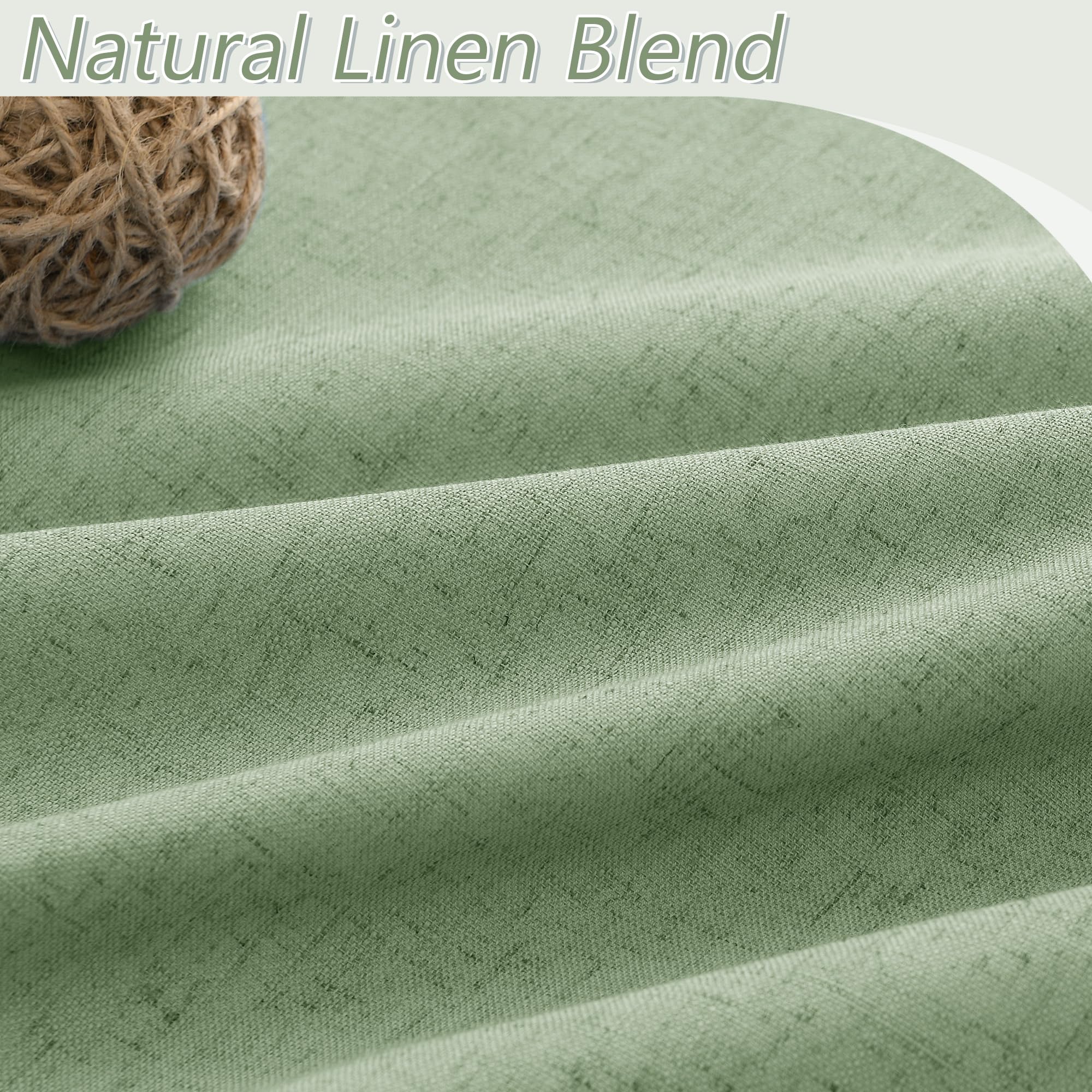 Guken 100% Blackout Linen Curtains 84 Inch Length 2 Panels Set for Living Room Bedroom Back Tab Thermal Insulated Black Out Linen Drapes Room Darkening Window Curtains 84 Inches Long,Light Sage