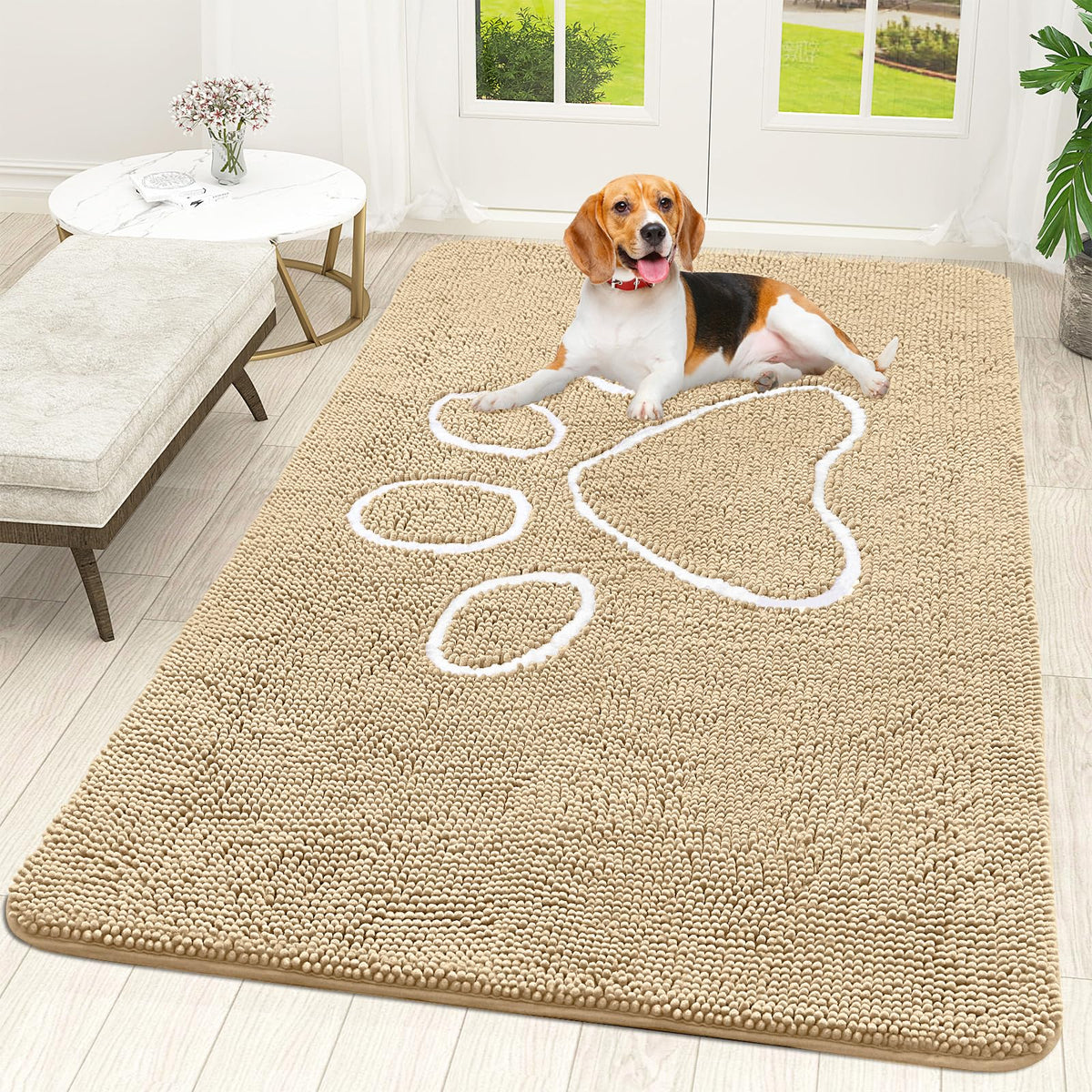 OLANLY Dog Door Mat for Muddy Paws 70x46, Super Absorbent Chenille Mud Mat