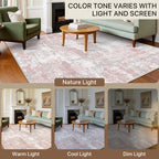 BEIMO Area Rugs 9x12 for Living Room, Pink Grey Washable Abstract Non Slip