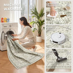 zesthome 5x7 Area Rugs, Machine Washable Rugs for Living Room, Bedroom,Stain Resistant Vintage Large Area Rug,Non-Slip Medallion Pattern Home Decor Rugs (Beige,5'x7')