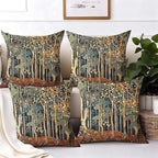 Rustic William Morris Inspired Autumn Forest Decor Pillow Covers 18x18 Set of 4,Fall Home Room Decor, Vintage Botanical Nature Decorative Throw Pillow Covers for Home Bedroom Living Room