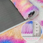 JiaoBaba Fluffy Colorful Rug for Bedroom 2x6 ft Kawaii Tie-Dyed Area Rug Non Slip Cute Unicorn Kids Runner Rug for Girls Princess Teens Living Room Playroom Baby Nursery Decor Carpets