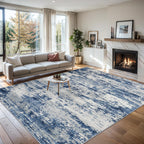PLHXFR Area Rug Living Room: 4x6 Abstract Washable Carpet Blue Gray