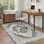 Madane Area Rug 3x5, Entryway Washable Vintage Runners Bedroom Non Slip Indoor Kitchen Runner for Living Room Laundry Room Playroom Soft Non-Slip Area Rugs, Black