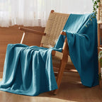 Bedsure 100% Cotton Muslin Throw Blanket Large 50x70 Inches - 4-Layer Breathable and Lightweight Thin Soft Summer Gauze Muslin Blankets for Adults, Teal, Boho Cotton Throw for Couch