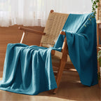 Bedsure 100% Cotton Muslin Throw Blanket Large 50x70 Inches - 4-Layer Breathable and Lightweight Thin Soft Summer Gauze Muslin Blankets for Adults, Teal, Boho Cotton Throw for Couch