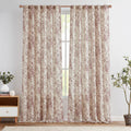 jinchan Vintage Floral Linen Curtains 96 Long for Living Room 2 Panels