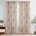 jinchan Vintage Floral Linen Curtains 96 Long for Living Room 2 Panels
