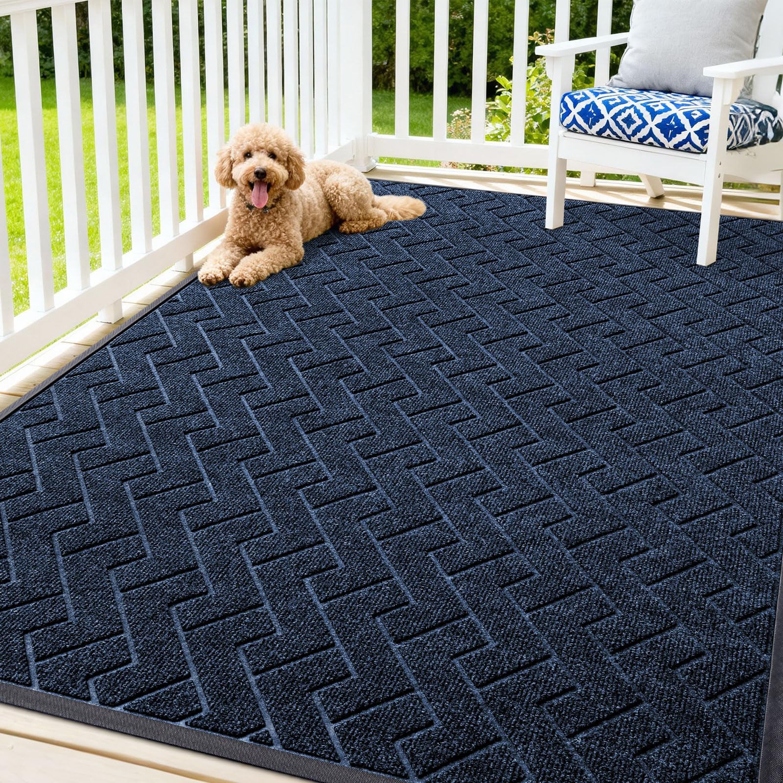 OLANLY Front Door Mat Outside 71x47, All-Season Absorbent Rubber Doormat