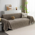 MYSKY HOME Couch Covers for 2 Cushion Couch Sofa, Chenille L Shape Sectional Couch Cover - Pet-Friendly, Machine Washable, Non-Slip Sofa Protector for Dogs, Kids, 71"x118", Sand