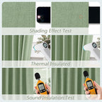Guken Blackout Curtains 80 Inch Length 2 Panels Set for Living Room Bedroom Back Tab Thermal Insulated 100% Black Out Linen Drapes Room Darkening Window Curtains 80 Inches Long,Light Sage