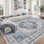 zesthome 9x12 Area Rugs for Living Room,Large Washable Rug,Blue