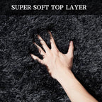 KNZE Super Soft Area Rugs for Living Room 5x7 Black, Fluffy Furry Shaggy Fuzzy Area Rug, Upgrade Anti-Skid Rectangular, High Pile Soft Throw Rug for Bedroom and Kids Room, Home Decor Aesthetic