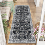 Yamaziot 2x6 Washable Hallway Runner Rug Non Slip Floral Carpet, Black