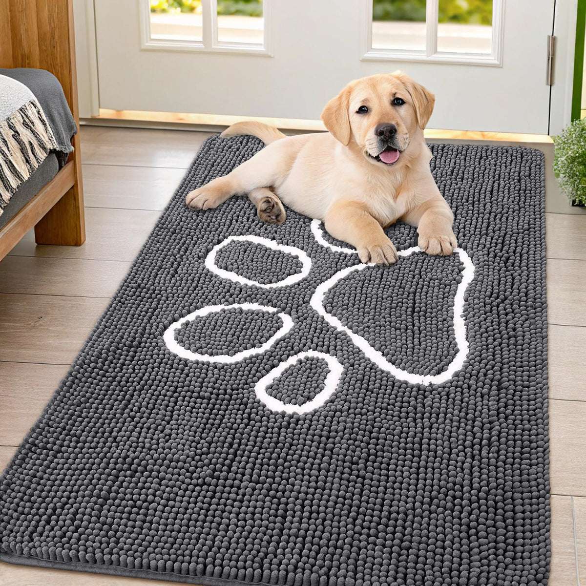 Smiry Dog Door Mat for Muddy Paws, Absorbent Non Slip Dirt Trapper, 47x32