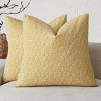 Foindtower Set of 2 Decorative Neutral Floral Print Throw Pillow Covers Vintage Accent Farmhouse Cushion Covers Boho Home Decor For Sofa Couch Chair Bedroom Living Room Outdoor,20×20 Inch,Light Yellow