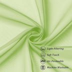 Chyhomenyc Lime Sheer Curtains 30 inch Length 2 Panels, Light Filtering Voile Rod Pocket Short Window Curtians for Bathroom Living Room Farmhouse Small Windows, 42Wx30L inches