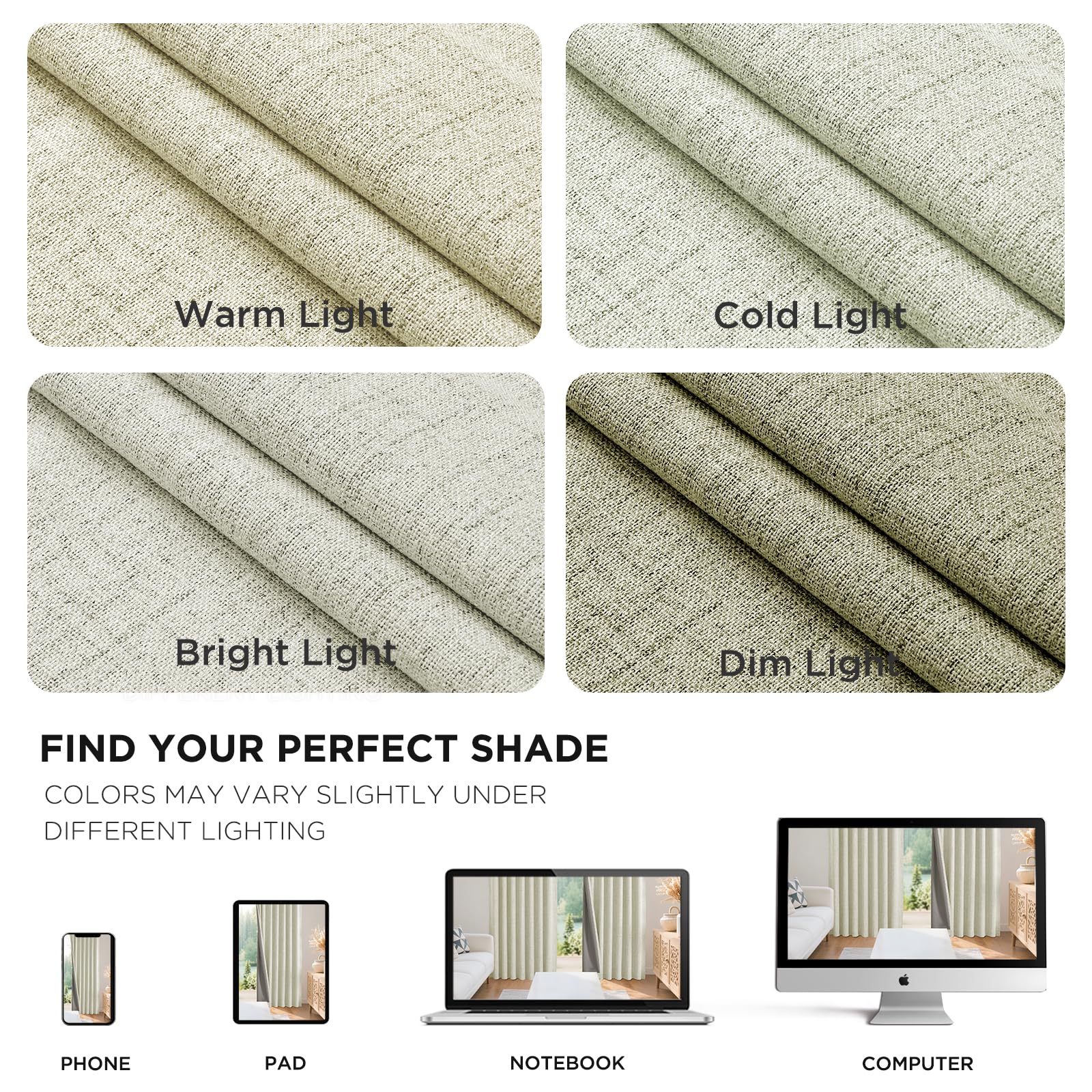 Joydeco Linen Blackout Curtains for Bedroom - 100% Light Blocking 1 Panels, Light Beige Drapes 100" W x 90" L, Thermal Insulated Room Darkening Curtains for Living Room, Rod Pocket & Back Tabs