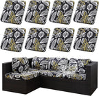 8Pcs Outdoor Cushion Covers, Patio Cushion Covers,Stretch Elastic Slipcovers, Replacement Washable & Reusable Furniture Protector for Patio Couch (Herbal-Pattern,Cover Only)