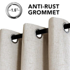 H.VERSAILTEX Linen Curtains 100% Blackout Curtains for Bedroom 102 inch Long Full Light Blocking Nature Linen Blended Window Curtains for Living Room Nickel Grommet (2 Panels, Heathered Linen)