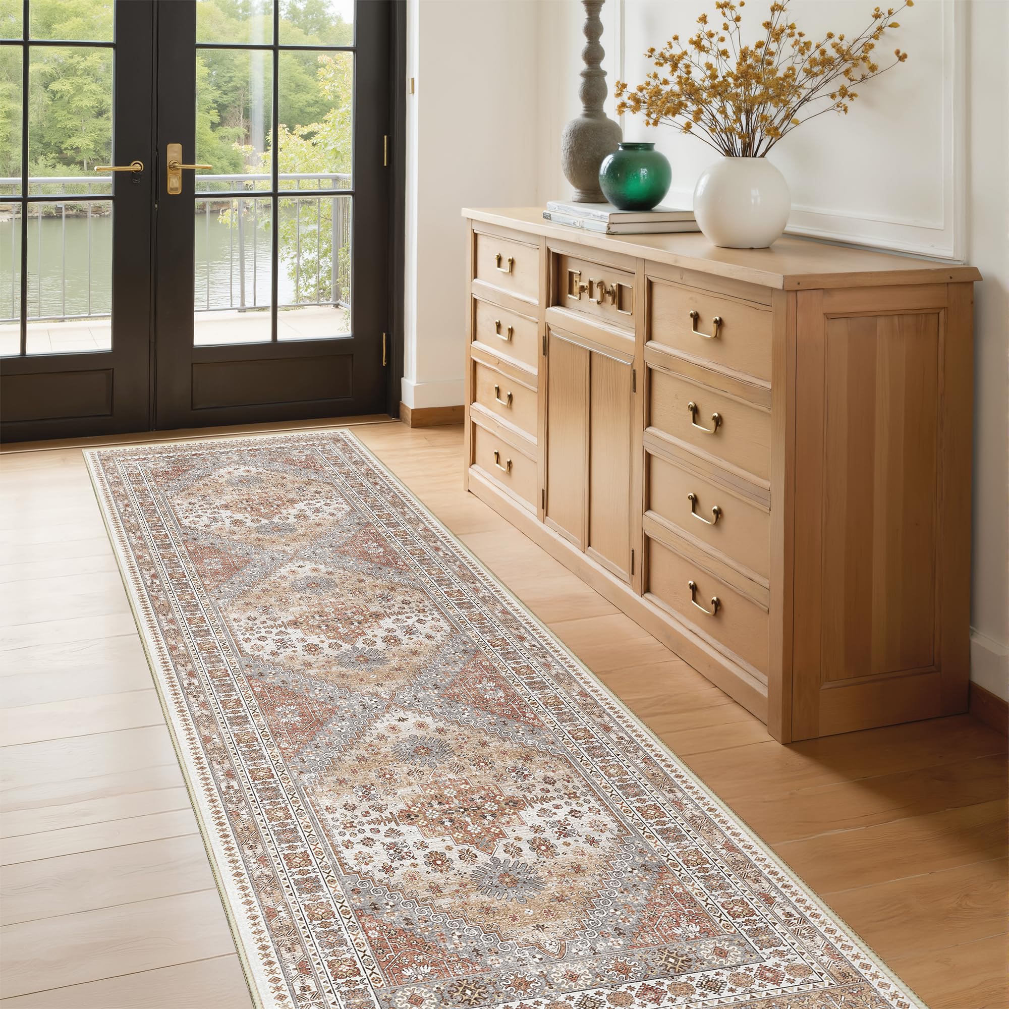 Restydon Kitchen Runner Rug Non Slip Washable Rugs 2.5x8, Orange