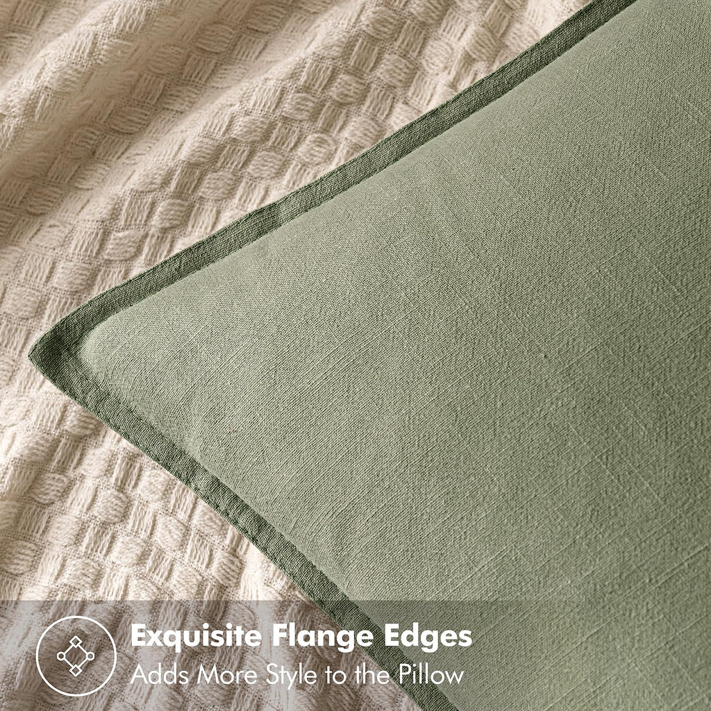 MIULEE Decorative Linen Pillow Covers 20x20 Inch Sage Green