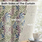 Yakamok Farmhouse Linen Curtains for Living Room 84 Inches Long,Texture Curtains Blue and Purple Grommet Leaves Plant Pattern Bedroom Curtain 2 Panels